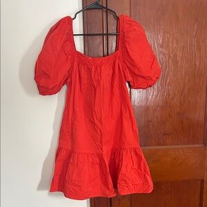 One One Six Red Puff Sleeve Dress